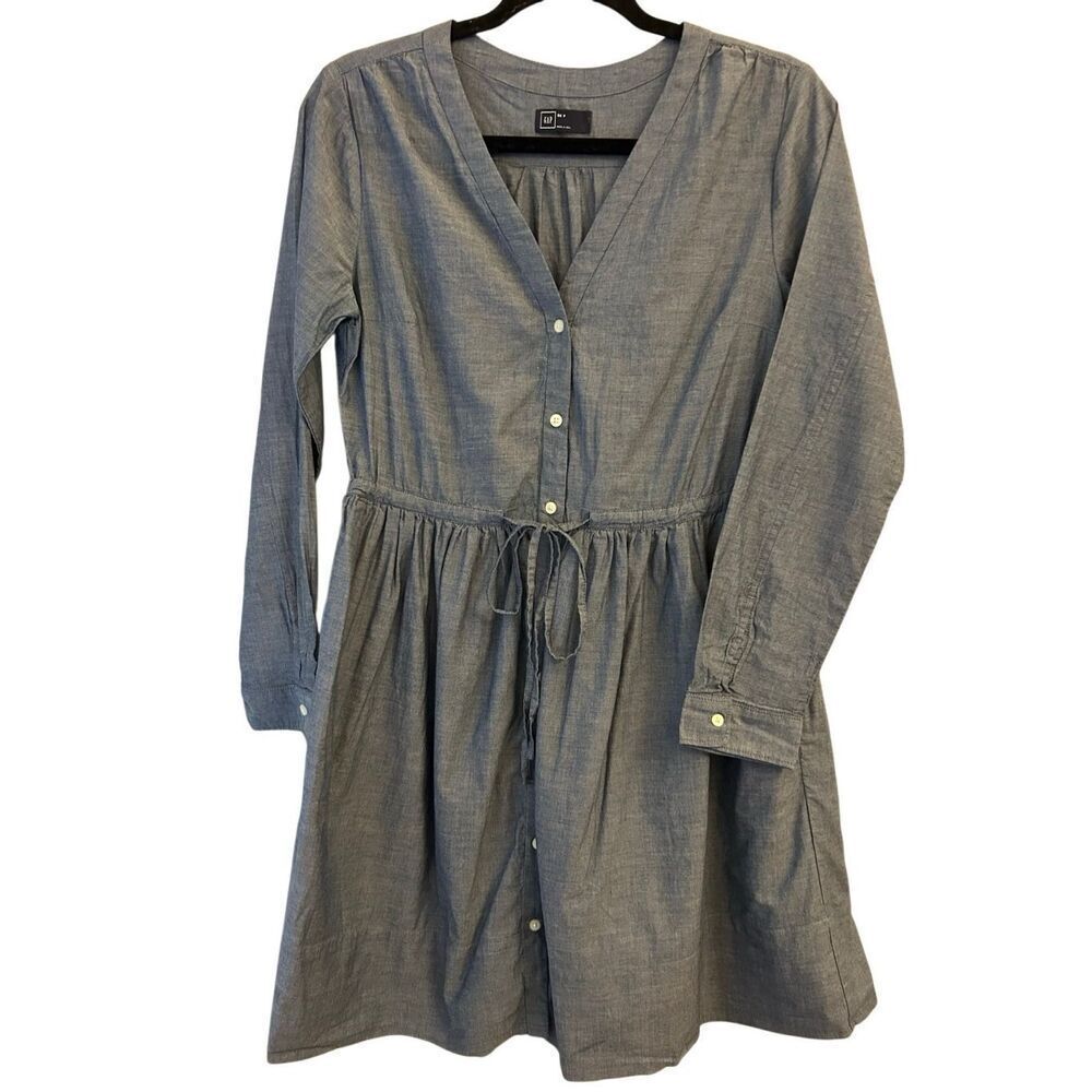 GAP Women'sâChambray Shirt Dress 100% cotton size 4 Petite minimalist Cottagecor